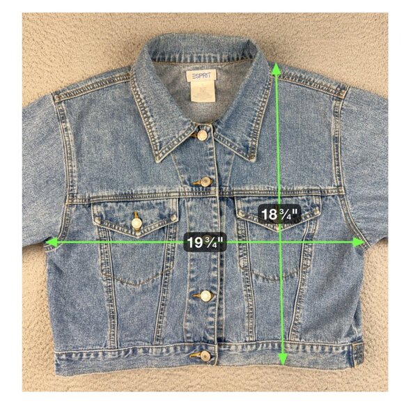 Vtg 80s Esprit Jean Denim Trucker Jacket Large Cropped Retro Indie Grunge Casual - Picture 3 of 8